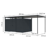 KOVINSKA VRTNA HIŠKA KARIBU OSTEN 3 ANTRACIT 330X220X215 - slika 2